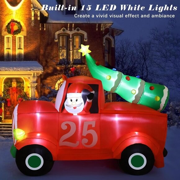 ⚡7.8FT Christmas Inflatable Red Car Built-in LED Light Yard Outdoor Decorations - Picture 3 of 9